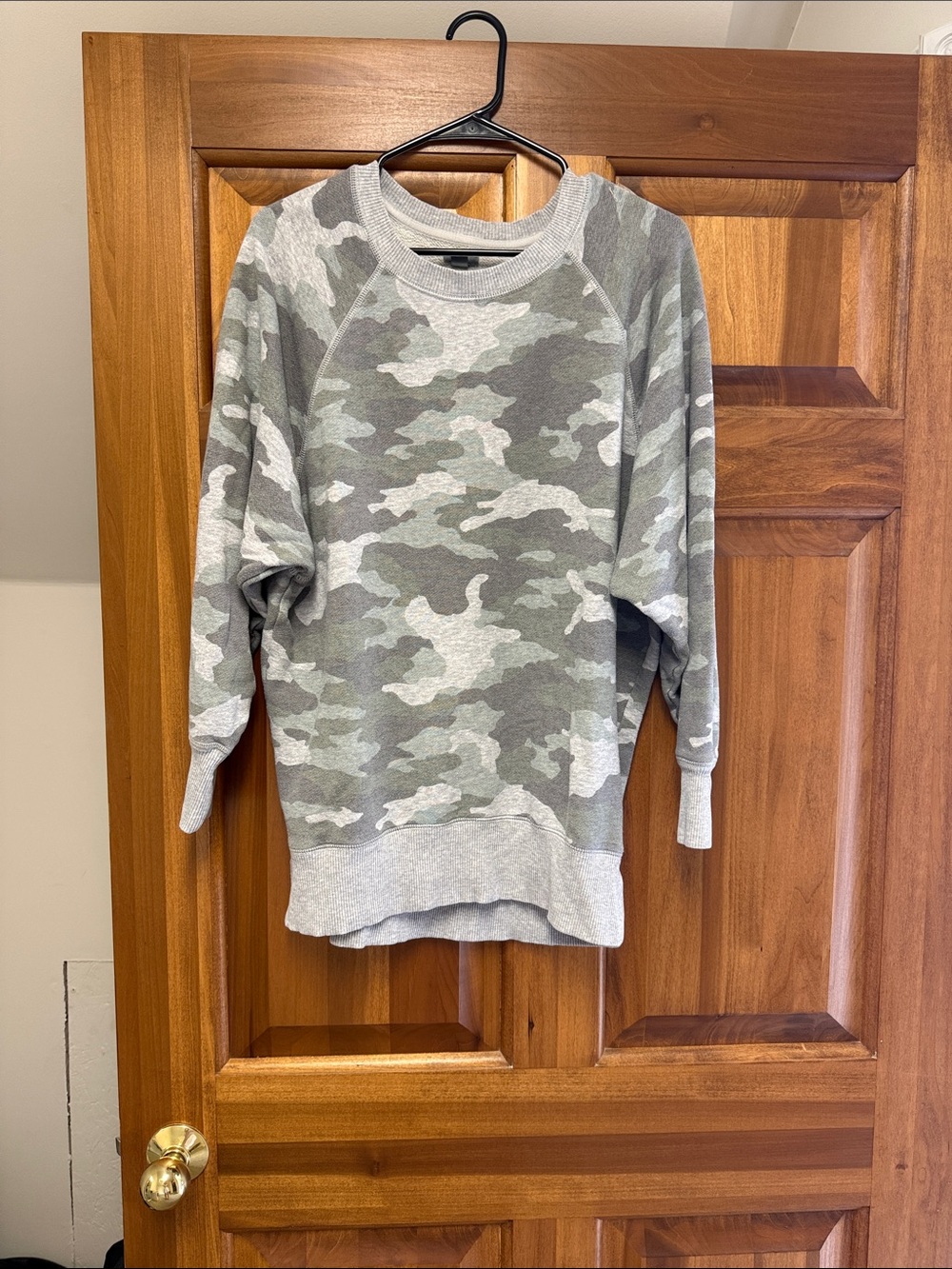 AERIE Sage & Light Gray Camo Crewneck Sweatshirt